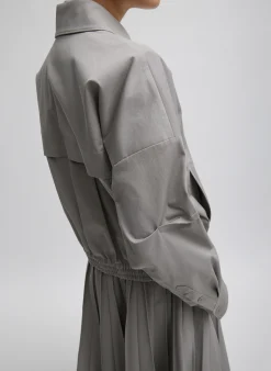 Sale Tibi Oliver Cotton Stretch Tricotine Bomber Grey Moon