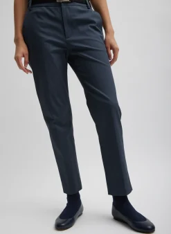 Discount Tibi Oliver Cotton Stretch Tricotine Lennon Ankle Pant Slate Blue