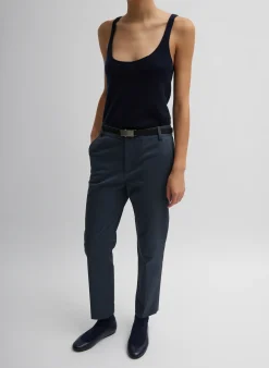 Discount Tibi Oliver Cotton Stretch Tricotine Lennon Ankle Pant Slate Blue