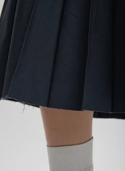 Discount Tibi Oliver Cotton Stretch Tricotine Pintucked Skirt Slate Blue