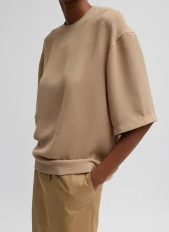 Tibi Pebble Sable Easy T-Shirt Granola