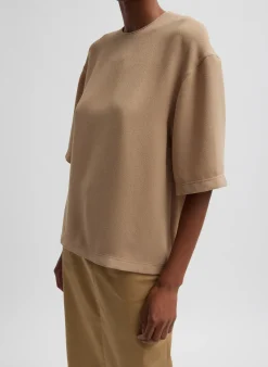Tibi Pebble Sable Easy T-Shirt Granola