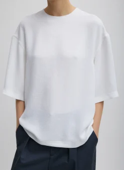 Sale Tibi Pebble Sable Easy T-Shirt White