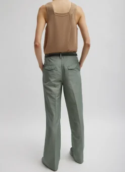 Online Tibi Pebble Sable Square Neck Cross Back Tank Granola
