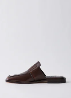 Clearance Tibi Pedro Slide Square Toe Loafer Brown