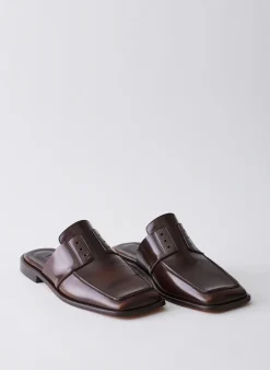 Clearance Tibi Pedro Slide Square Toe Loafer Brown
