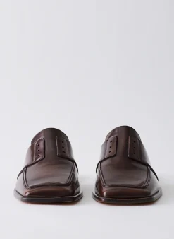 Clearance Tibi Pedro Slide Square Toe Loafer Brown