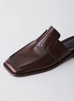Clearance Tibi Pedro Slide Square Toe Loafer Brown