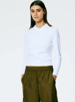 Online Tibi Perfect Shrunken V-Neck T-Shirt White