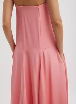 Online Tibi 4-Ply Silk Strapless Sculpted Dress Pink