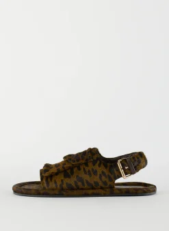 Discount Tibi Pony Hair Calf Print Slingback Beryen Sandal Olive Green