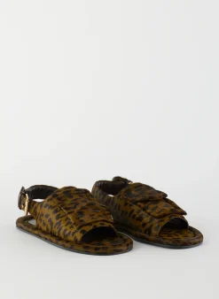 Discount Tibi Pony Hair Calf Print Slingback Beryen Sandal Olive Green