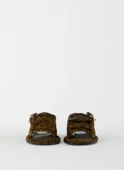 Discount Tibi Pony Hair Calf Print Slingback Beryen Sandal Olive Green