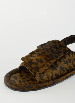 Discount Tibi Pony Hair Calf Print Slingback Beryen Sandal Olive Green