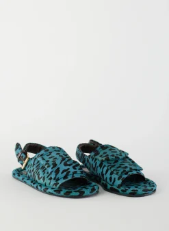 Clearance Tibi Pony Hair Calf Print Slingback Beryen Sandal Baby Blue