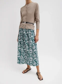 Hot Tibi Recycled Nylon Batik Full Skirt Hunter Green Multi