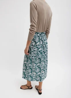 Hot Tibi Recycled Nylon Batik Full Skirt Hunter Green Multi