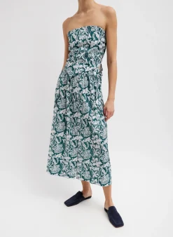 Hot Tibi Recycled Nylon Batik Full Skirt Hunter Green Multi