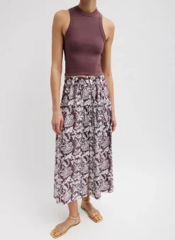 Online Tibi Recycled Nylon Batik Full Skirt Cinnamon Multi