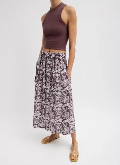 Online Tibi Recycled Nylon Batik Full Skirt Cinnamon Multi