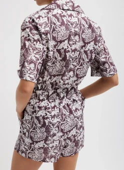 New Tibi Recycled Nylon Batik Pull On Shorts Cinnamon Multi