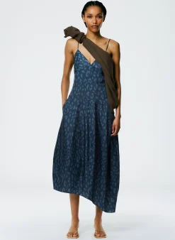 Hot Tibi Recycled Sporty Nylon Cheetah Cami Dress Navy Fog Multi