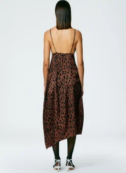 Hot Tibi Recycled Sporty Nylon Cheetah Cami Dress Brown Multi