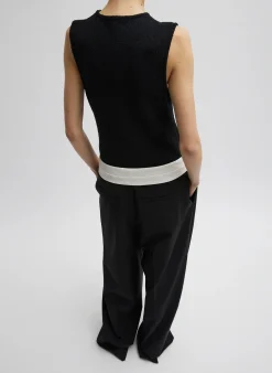 Sale Tibi Recycled Tropical Wool Fold Over Pant Black