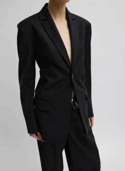 Clearance Tibi Recycled Tropical Wool Sculpted Blazer Black