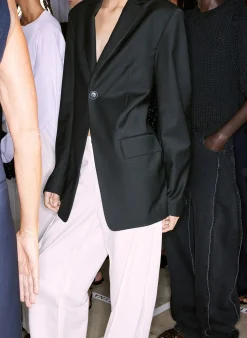 Clearance Tibi Recycled Tropical Wool Sculpted Blazer Black