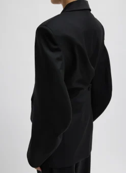 Clearance Tibi Recycled Tropical Wool Sculpted Blazer Black
