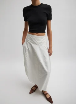 Sale Tibi Ribbed Cropped Baby T-Shirt Black