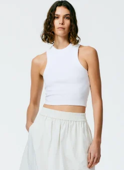 Sale Tibi Ribbed T-Shirt Cropped Tank White