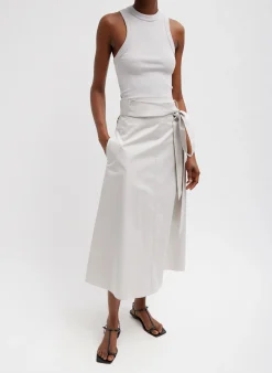 Online Tibi Ribbed T-Shirt Cropped Tank Stone