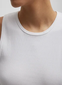Hot Tibi Ribbed T-Shirt Tank White