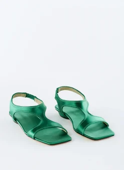 Best Tibi Rubin Satin Sandal Green