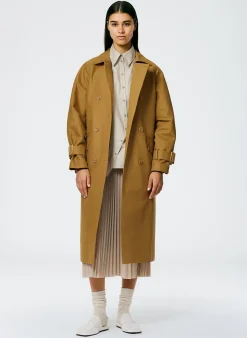Clearance Tibi Sculpted Cotton Trench Tan