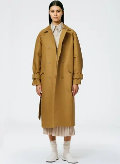 Clearance Tibi Sculpted Cotton Trench Tan