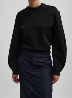 Best Tibi Sculpted Long Sleeve Sweatshirt Black
