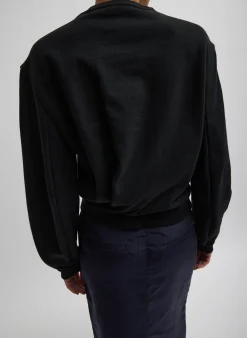 Best Tibi Sculpted Long Sleeve Sweatshirt Black
