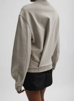 Best Tibi Sculpted Long Sleeve Sweatshirt Light Stone