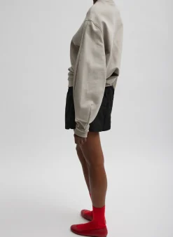Best Tibi Sculpted Long Sleeve Sweatshirt Light Stone