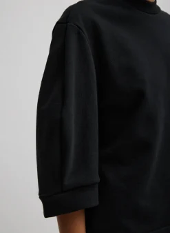 Online Tibi Sculpted Short Sleeve Sweatshirt Black