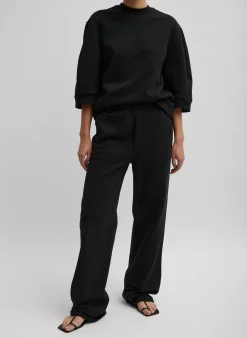 Online Tibi Sculpted Short Sleeve Sweatshirt Black