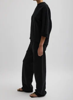 Online Tibi Sculpted Short Sleeve Sweatshirt Black