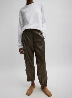 Discount Tibi Shiny Nylon Pull On Wilt Jogger Dune