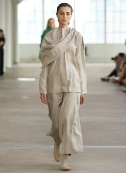 Discount Tibi Silk Habutai Circular Seamed Skirt Light Stone