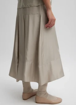 Discount Tibi Silk Habutai Circular Seamed Skirt Light Stone