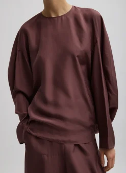 Online Tibi Silk Habutai Circular Top Cinnamon