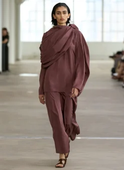 Online Tibi Silk Habutai Circular Top Cinnamon